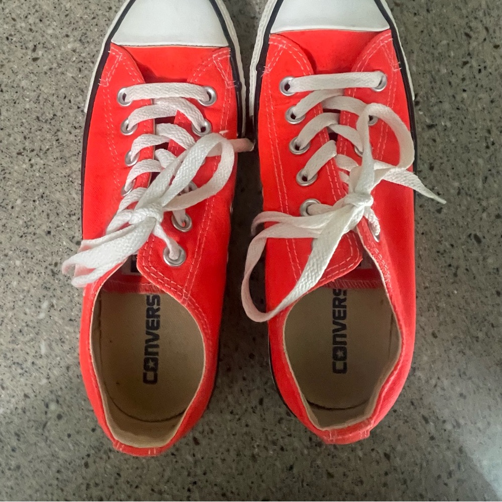 Converse Fiery Coral All Star Chuck Taylor Low Top Sneakers Women’s 7 Men’s 5 - Picture 7 of 9